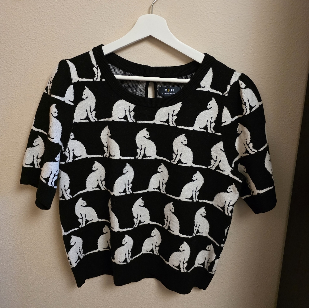 Anthropologie Maeve Cat Sweater Tee